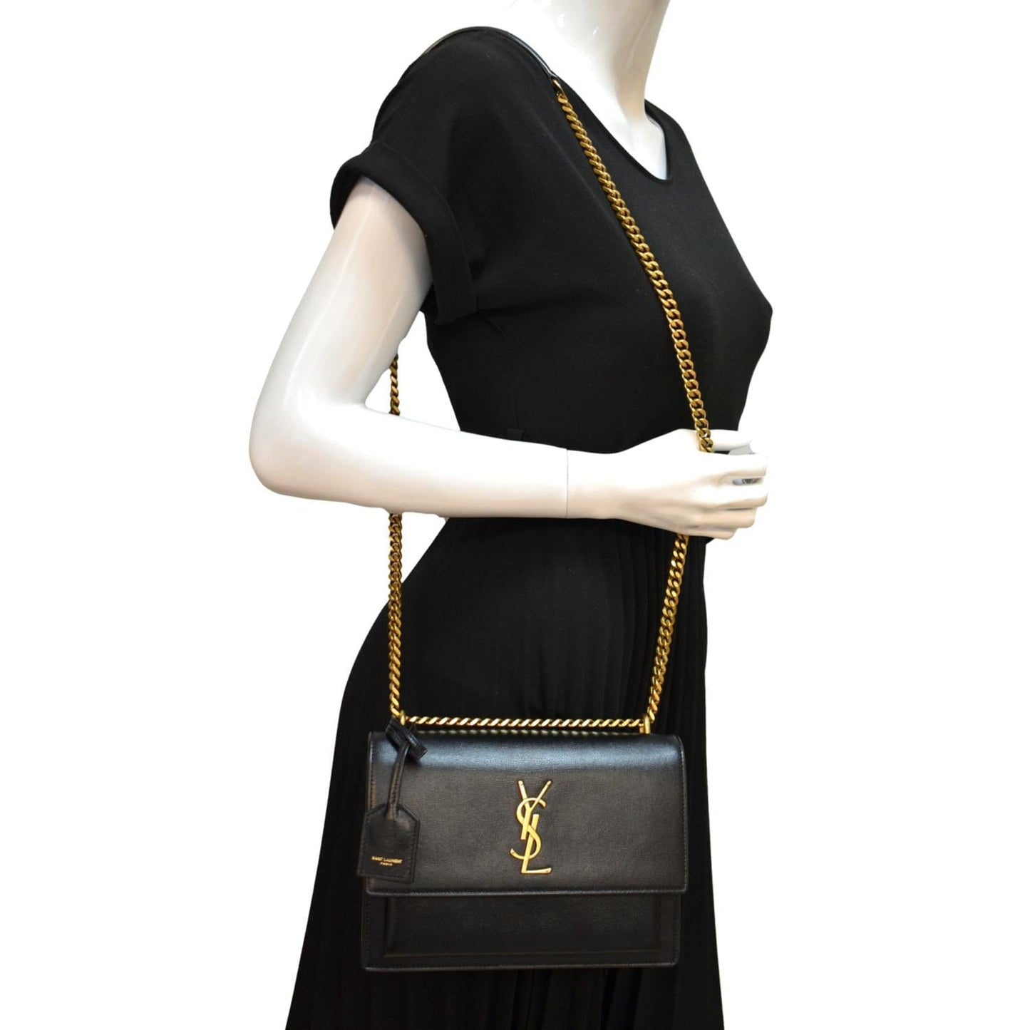 Saint Laurent Sunset Leather Black Shoulder Bag Style 4