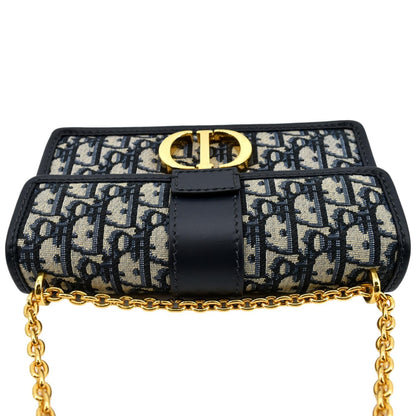 CHRISTIAN DIOR 30 Montaigne Oblique Jacquard Crossbody Bag Blue