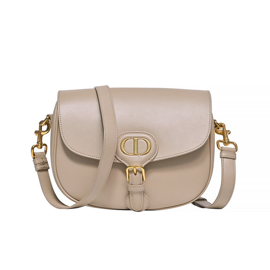 Beige Box Calfskin Leather Medium Dior Bobby Bag Rented Out