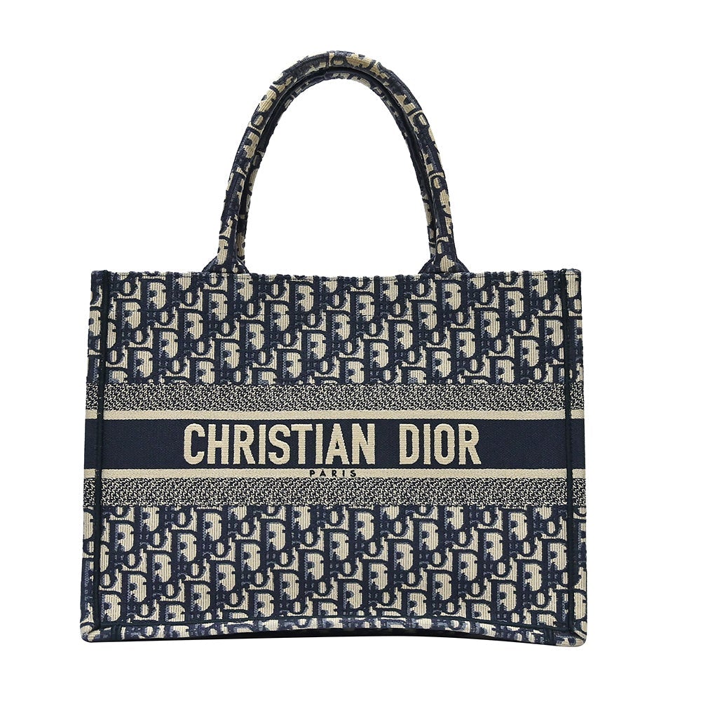 Blue Dior Oblique Embroidery Medium Book Tote - 3 Rented Out
