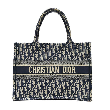 Blue Dior Oblique Embroidery Medium Book Tote - 3 Rented Out