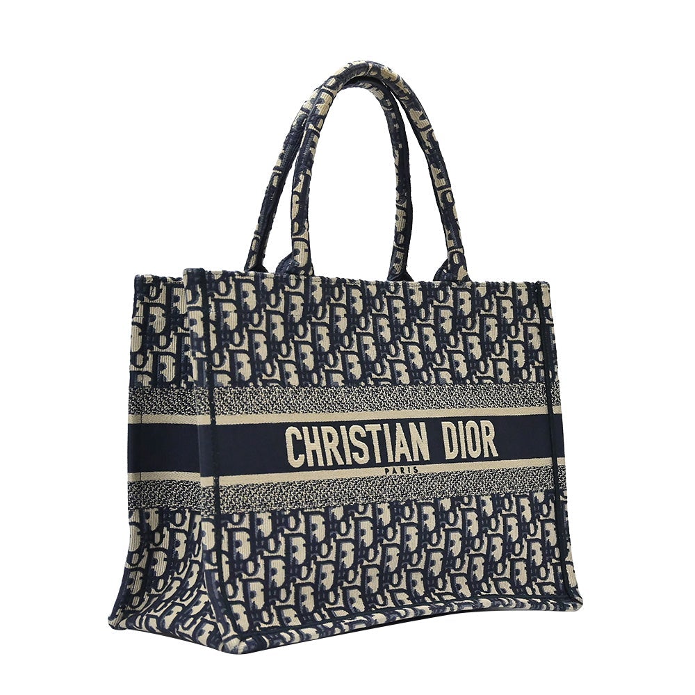 Blue Dior Oblique Embroidery Medium Book Tote - 3 Rented Out