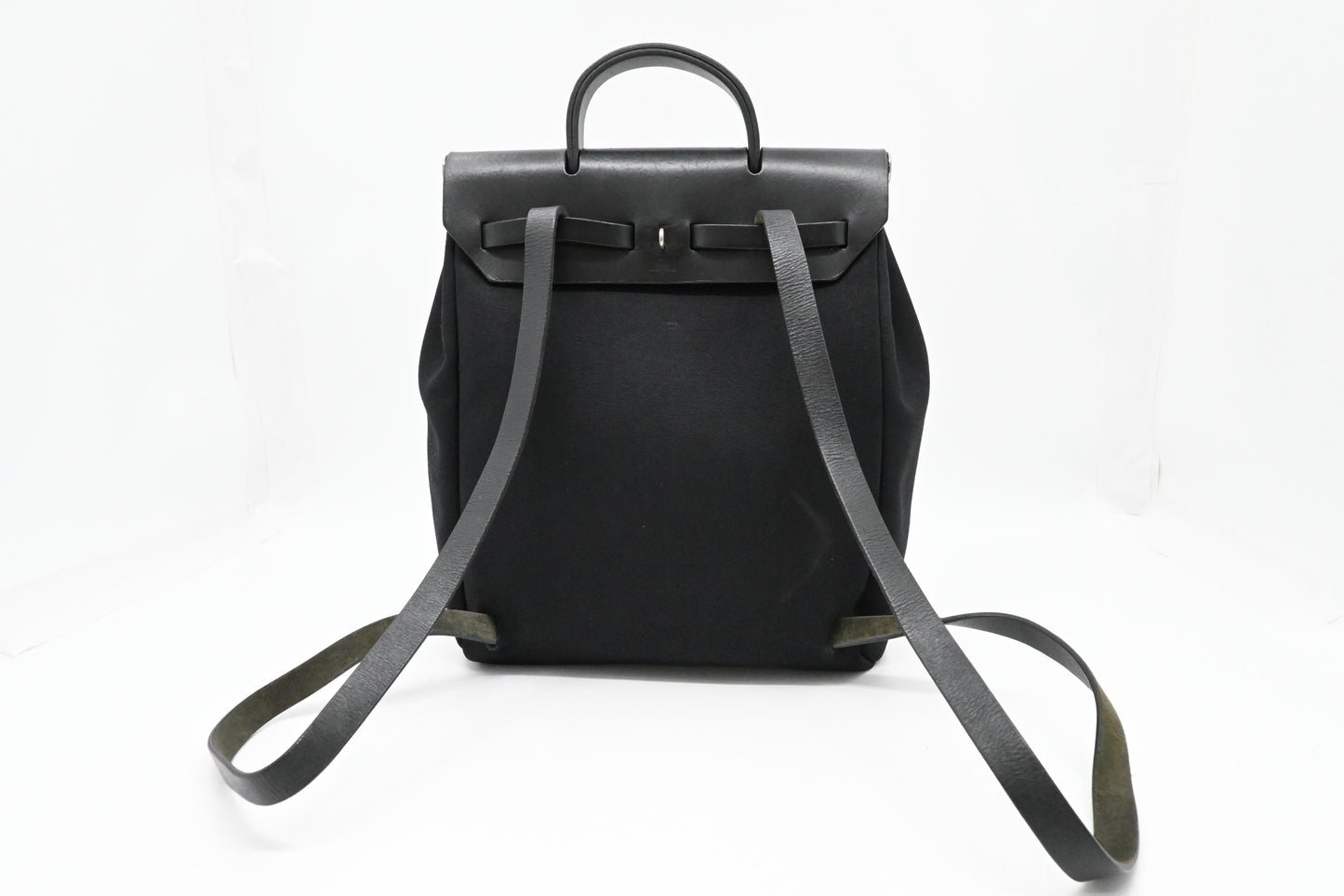 Hermes Toile Herbag A Dos Pm Backpack In Black Canvas