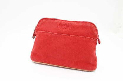 Hermes Bolide Pouch 20 In Red Canvas