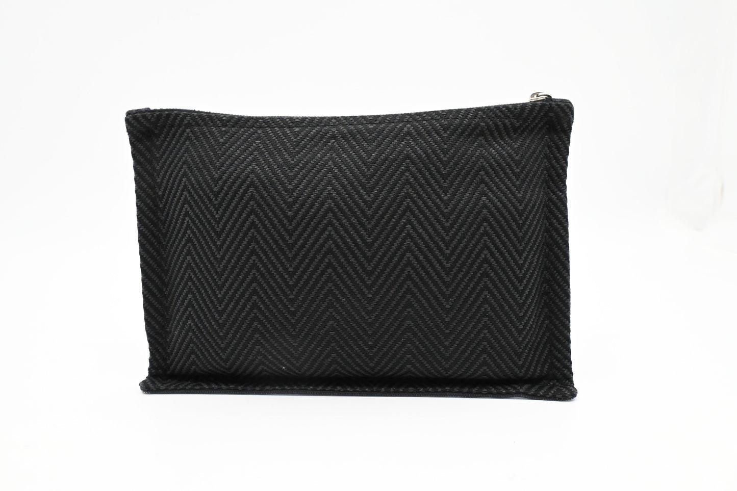 Hermes Bain Small Flat Yachting Pouch In Black Canvas