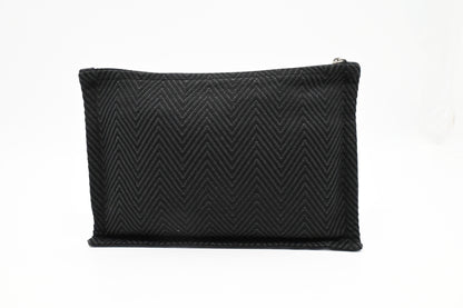 Hermes Bain Small Flat Yachting Pouch In Black Canvas