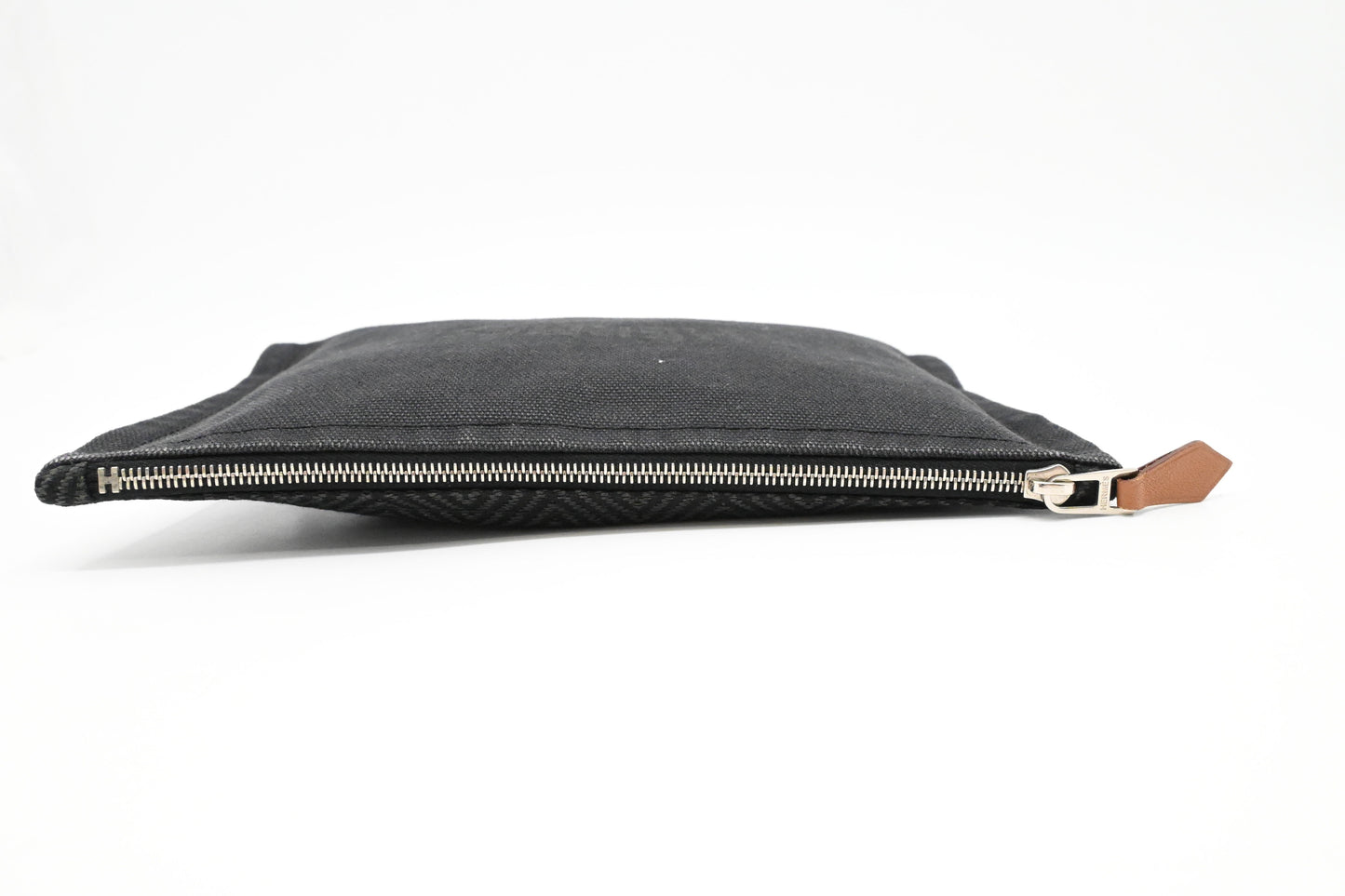 Hermes Bain Small Flat Yachting Pouch In Black Canvas