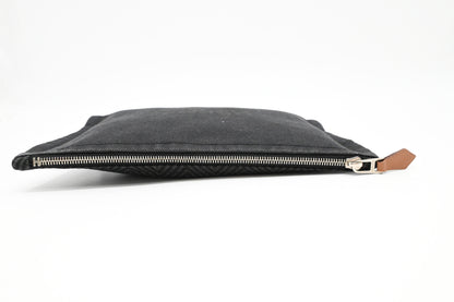 Hermes Bain Small Flat Yachting Pouch In Black Canvas