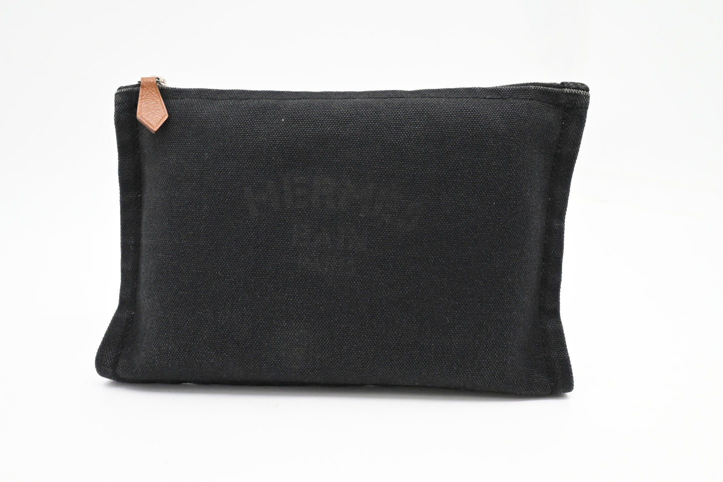 Hermes Small Bain Pouch In Black Canvas