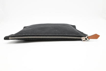 Hermes Small Bain Pouch In Black Canvas
