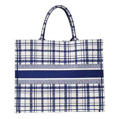 Blue Check'N'Dior Embroidery Book Tote Rented Out