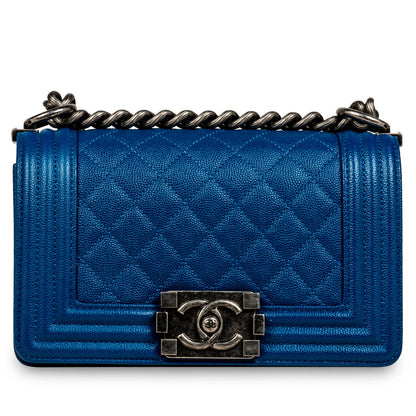 Chanel Boy Bag Caviar Silver Shoulder Bag