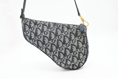 Dior Saddle Pouch in Blue Oblique Canvas