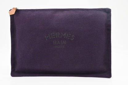 Hermes Large Bain Yachting Pouch In Purple Canvas