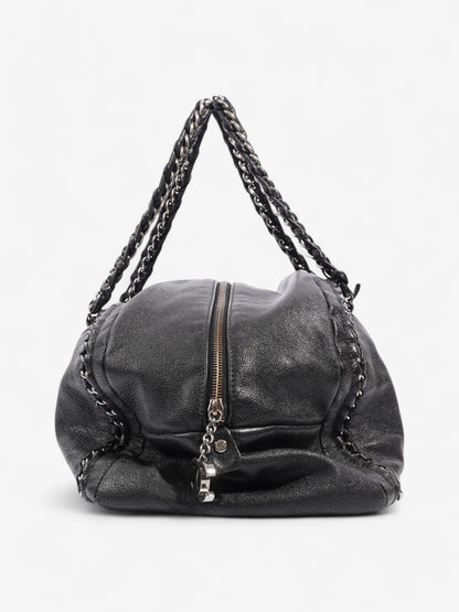 Chanel Luxe Ligne Bowling Bag Black Goatskin Leather Large