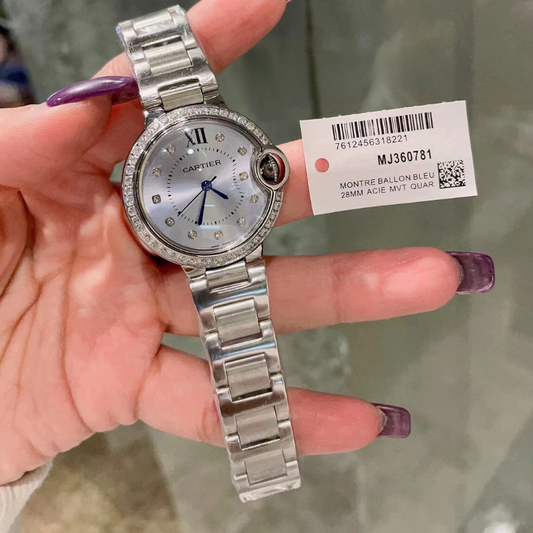Cartier Ballon Bleu 33mm Violet Dial Silver