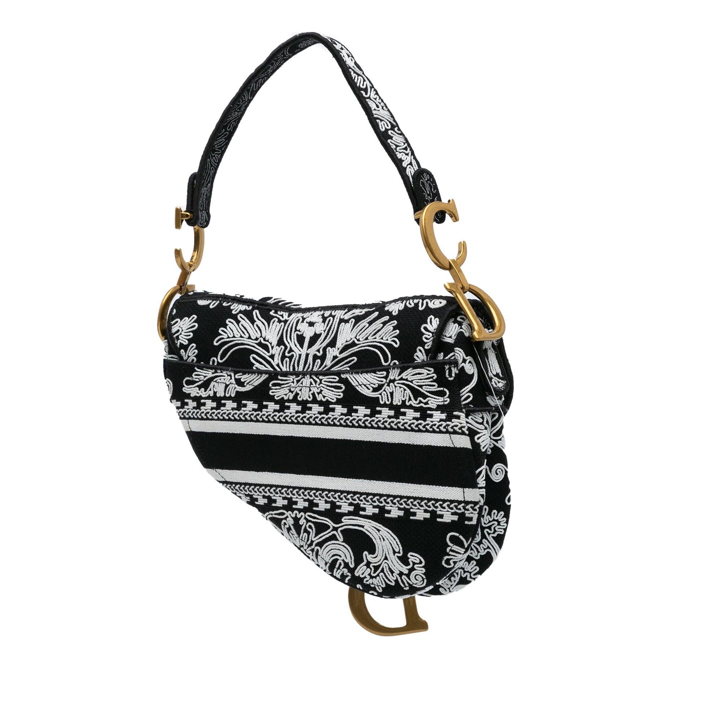Dior Canvas Embroidered Ornamental Cornely Saddle Bag