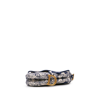 Dior Canvas Embroidered Toile de Jouy Saddle Bag