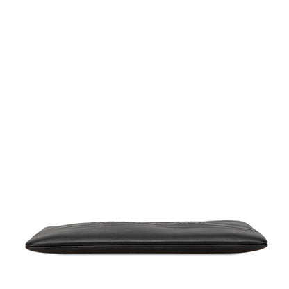 Dior Embossed Calfskin Logo Zip Clutch