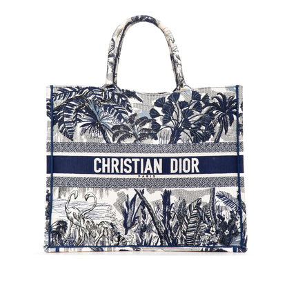 Dior Large Canvas Embroidered Palm Tree Toile De Jouy Book Tote