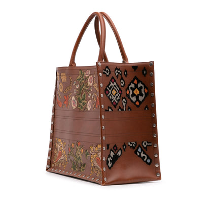 Dior Large Studded Embroidered Leather Floral Book Tote