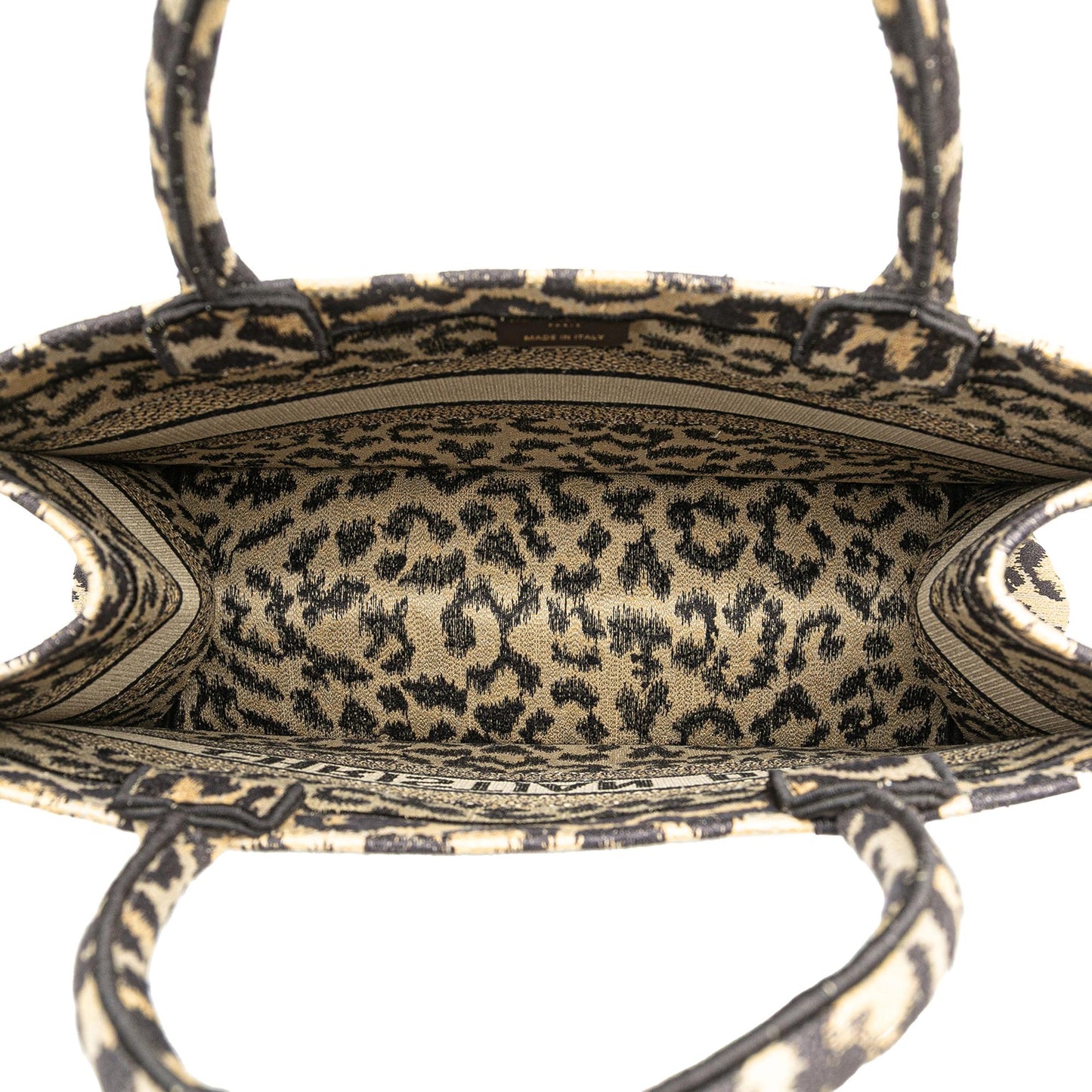 Dior Mizza Medium Embroidered Canvas Leopard Book Tote