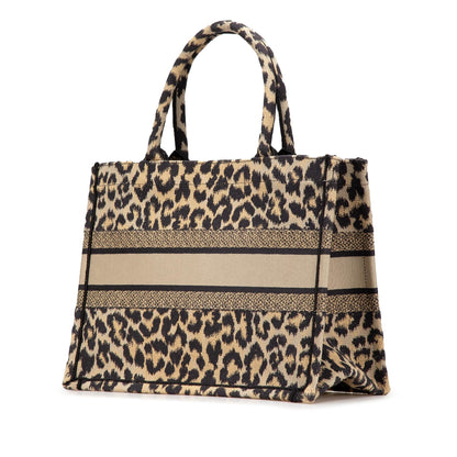 Dior Mizza Medium Embroidered Canvas Leopard Book Tote