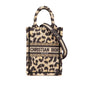 Dior Mizza Mini Embroidered Canvas Leopard Vertical Book Tote
