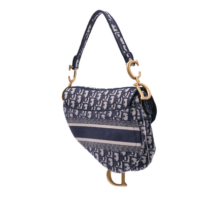 Dior Oblique Embroidered Canvas Saddle Bag