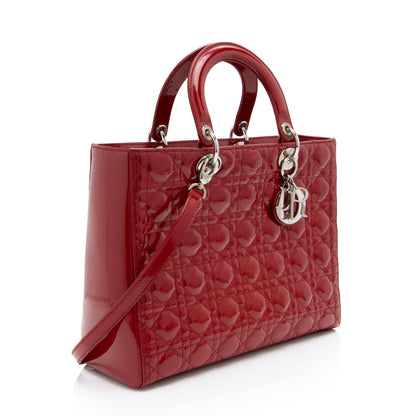Dior Cannage Patent Leather Dior Large Tote