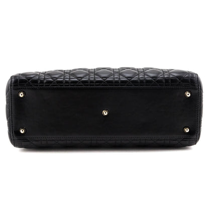 Dior Black Lambskin Cannage Large Lady Dior Bag