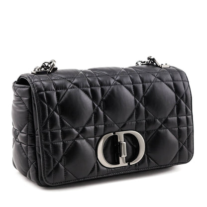 Dior Black Lambskin Quilted Macrocannage Medium Caro Bag