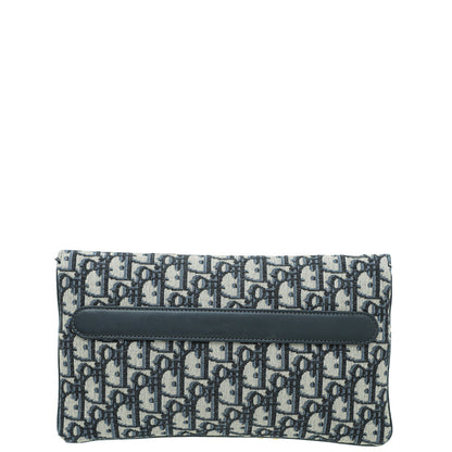 Christian Dior Blue Oblique Diordouble Chain Clutch Bag