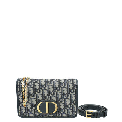 Christian Dior Navy Blue 30 Montaigne Oblique 2 Way Chain Pouch