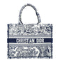 Christian Dior Bicolor Toile De Jouy Embroidery Book Tote Medium Bag