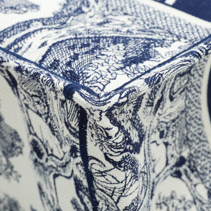 Christian Dior Bicolor Toile De Jouy Embroidery Book Tote Medium Bag