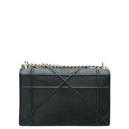 Christian Dior Black Lizard Diorama Medium Bag