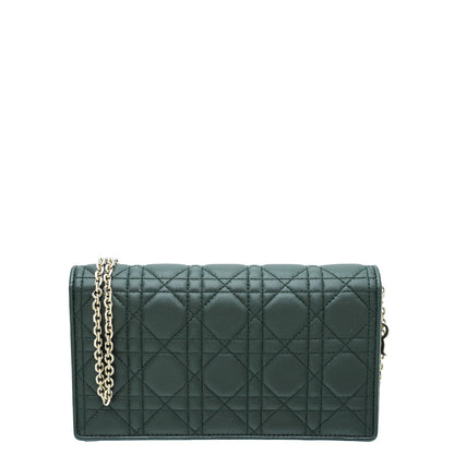 Christian Dior Forest Green Lady Dior Chain Pouch