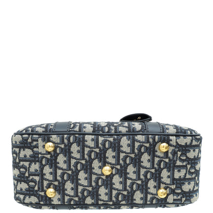 Christian Dior Navy Blue Oblique D-Vibe Medium Bowling Bag