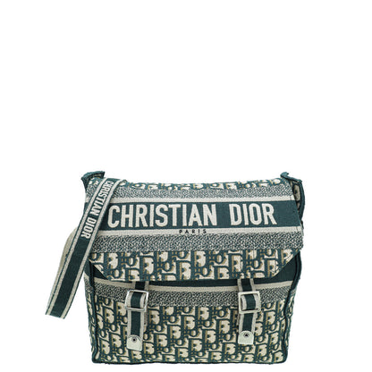 Christian Dior Vert Green Oblique Diorcamp Jacquard Messenger Bag