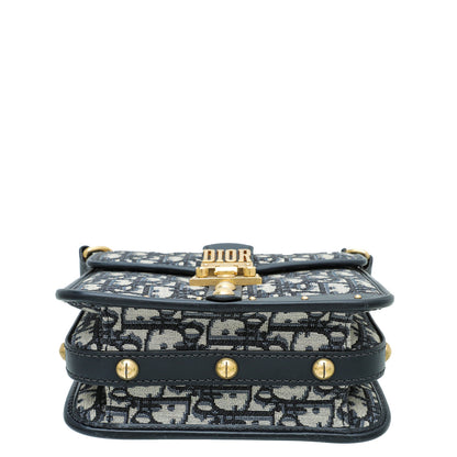 Christian Dior Blue Oblique Studded Square Dioraddict Flap Bag