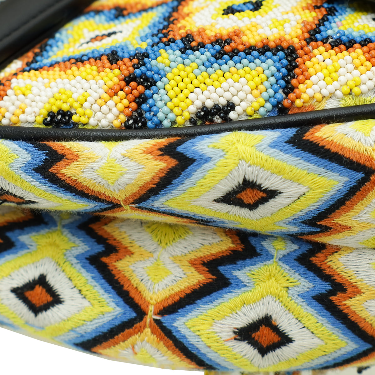 Christian Dior Multicolor Saddle All-Over Embroidered With Beads And Fringes Medium Bag