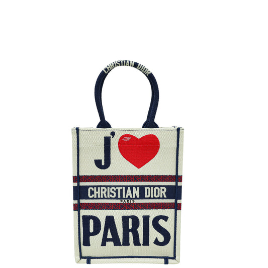 Christian Dior Tricolor Love Paris Vertical Book Tote Bag