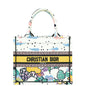 Christian Dior White Multicolor Latte Ciel De Rêve Embroidery Motif Book Tote Small Bag