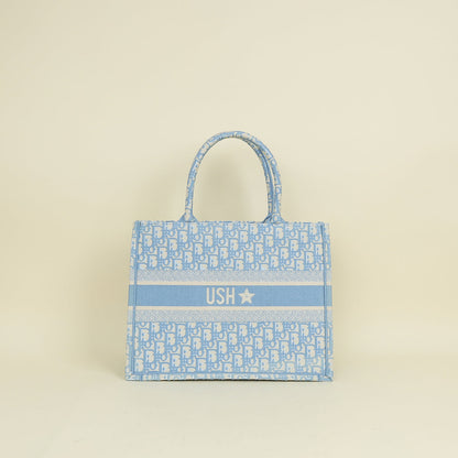 Christian Dior Light Blue Oblique Book Medium Tote Bag