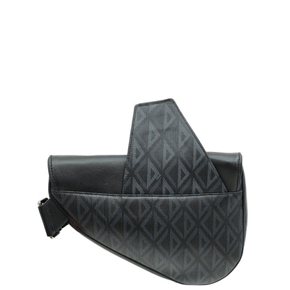 Christian Dior Black Cd Diamond Print Saddle Crossbody Bag