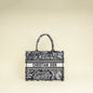 Christian Dior Bicolor Toile De Jouy Reverse Embroidered Book Medium Tote Bag
