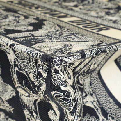 Christian Dior Bicolor Toile De Jouy Reverse Embroidered Book Medium Tote Bag