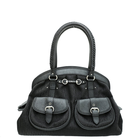 Christian Dior Black Monogram My Dior Frame Pocket Satchel Bag