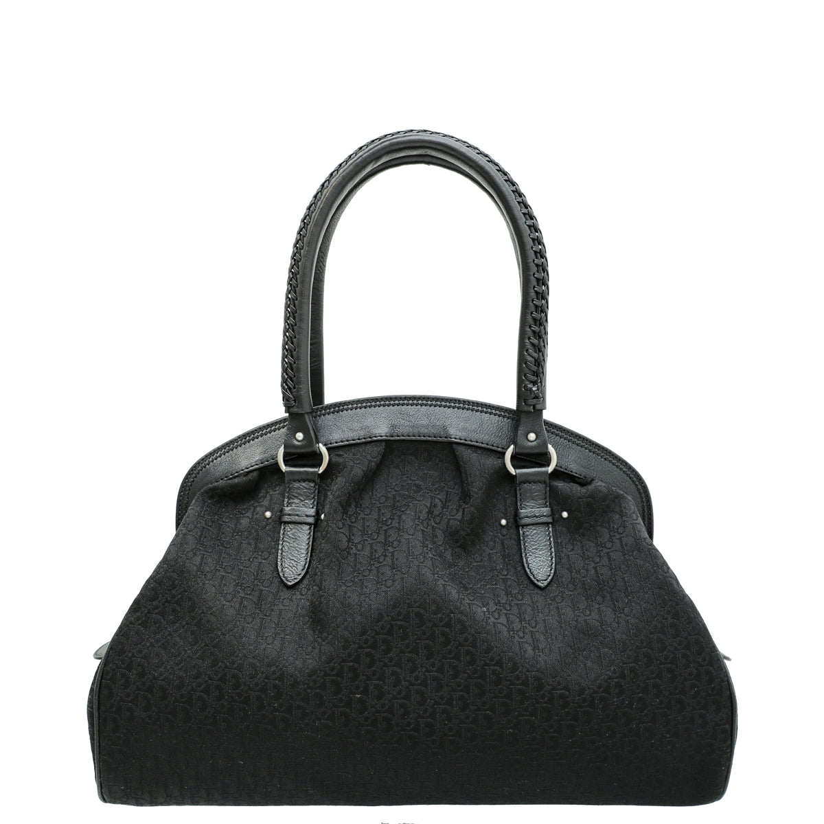 Christian Dior Black Monogram My Dior Frame Pocket Satchel Bag